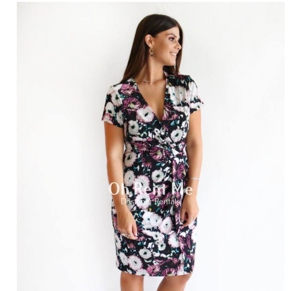 BCBGMaxAzria Dark Floral Dress / Stretchy BCBG Dress - Picture 1 of 5